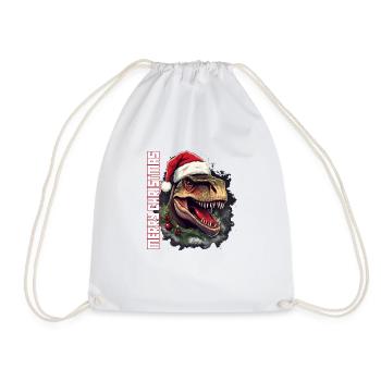 T-Rex Christmas Santa Hat Merry Christmas - Drawstring Bag - white - Front