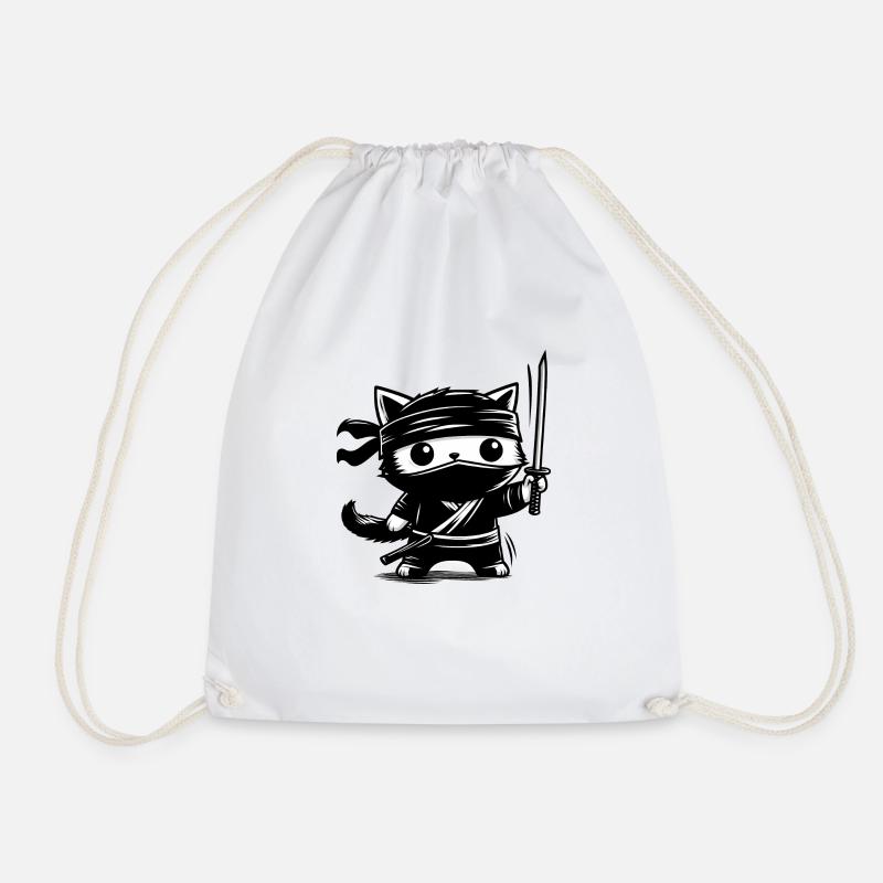 Ninja Katze - Turnbeutel - Weiß