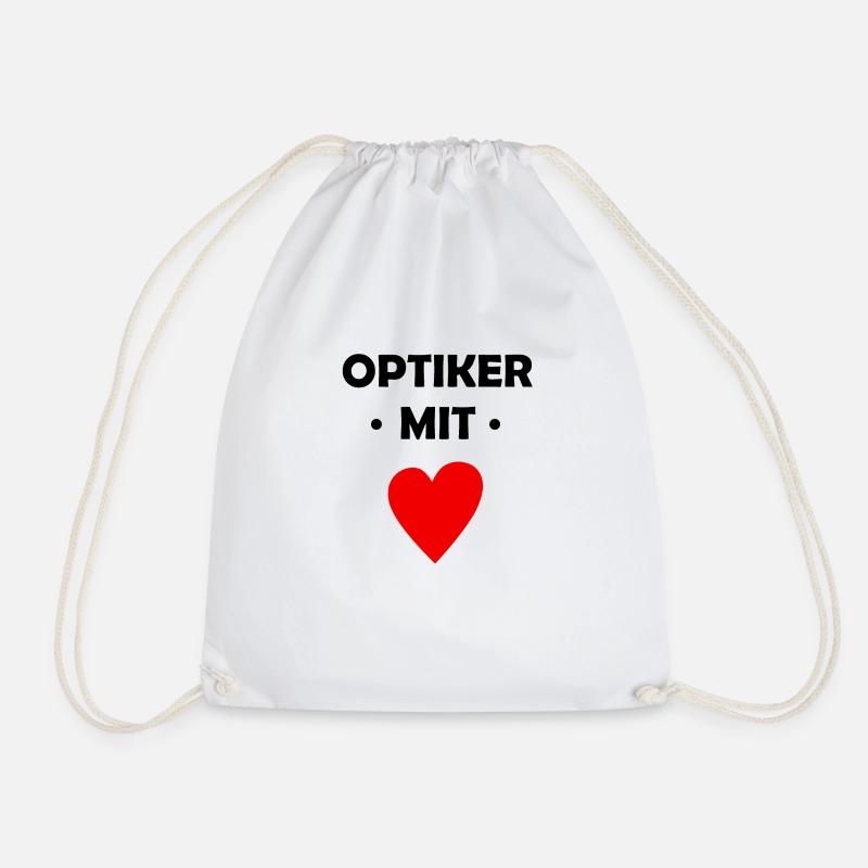 Optiker mit Herz - Brille - Optik - Augen - Turnbeutel - Weiß
