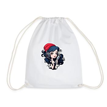 black headed gothic streamer with microphone - Turnbeutel - Weiß - Vorne