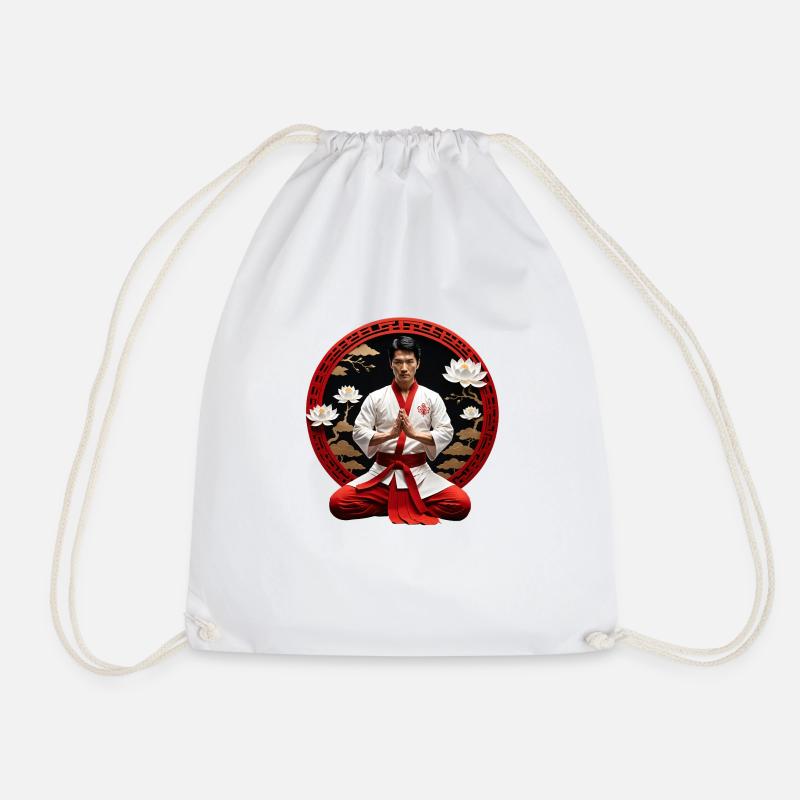 Inner Peace with Kung Fu - Drawstring Bag - white