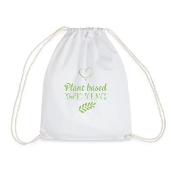 Plant based Powered by Plants - Drawstring Bag - white - Front