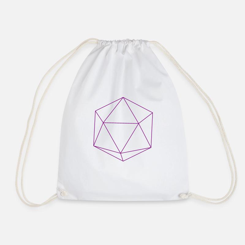 violet icosahedron - Drawstring Bag - white