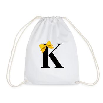 Letter k yellow bow - Drawstring Bag - white - Front
