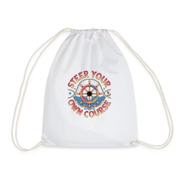 Boat Captian Shirt Steer Your Own Course - Turnbeutel - Weiß - Vorne
