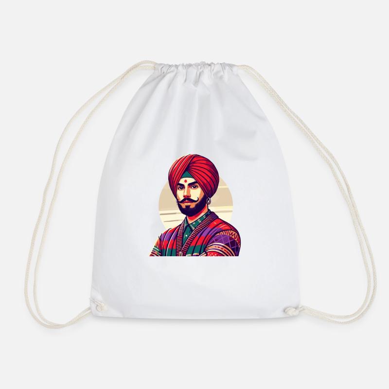 Indian Man New Delhi - Drawstring Bag - white