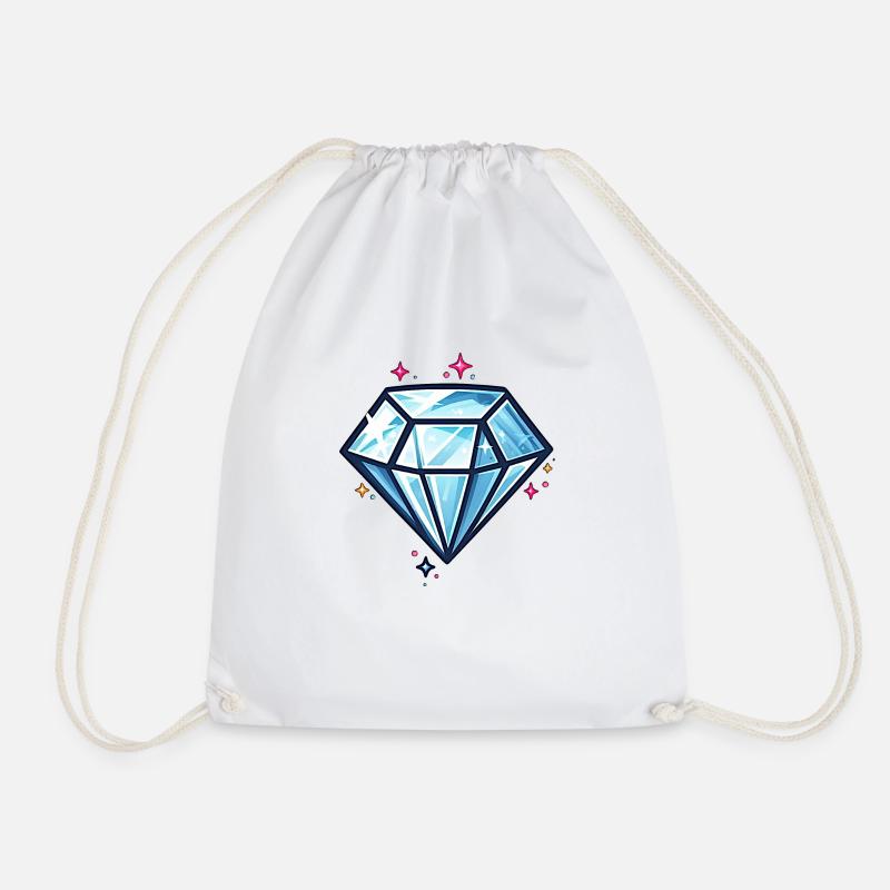 Glitzer Diamant - Turnbeutel - Weiß