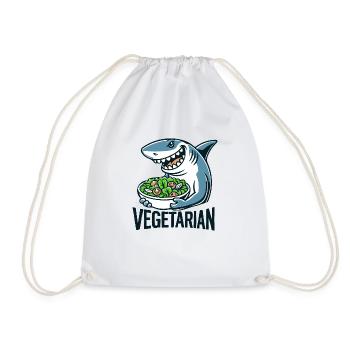 Vegetarian shark - Drawstring Bag - white - Front