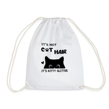its cat hair its kitty glitter - Drawstring Bag - white - Front