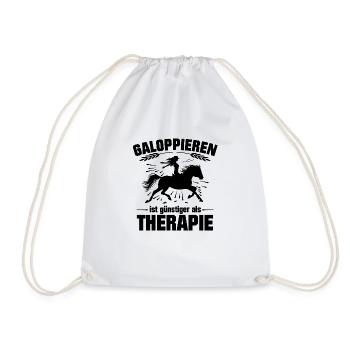 Galloping is cheaper than therapy - Drawstring Bag - white - Front