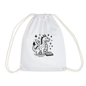 Dragon Drawing - Drawstring Bag - white - Front