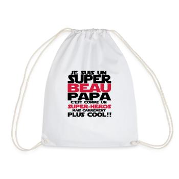 c'est comme un super-héros(beau papa) - Sac de sport léger - blanc - Devant