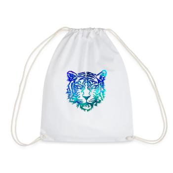 Tiger (Blau) - Turnbeutel - Weiß - Vorne