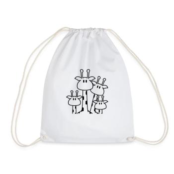 Cute giraffe family 2 children mom dad giraffe - Drawstring Bag - white - Front