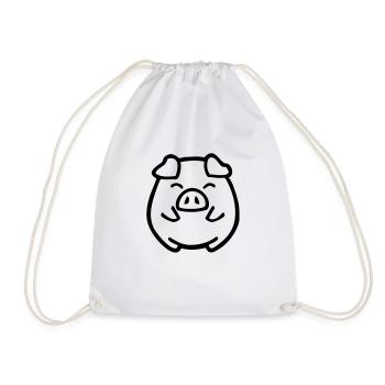 cute pig - Drawstring Bag - white - Front