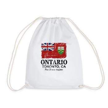 Ontario Flag - Canada - Vintage Look - Drawstring Bag - white - Front