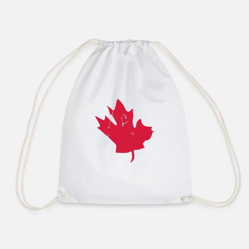 Canadian Maple Leaf - Drawstring Bag - white