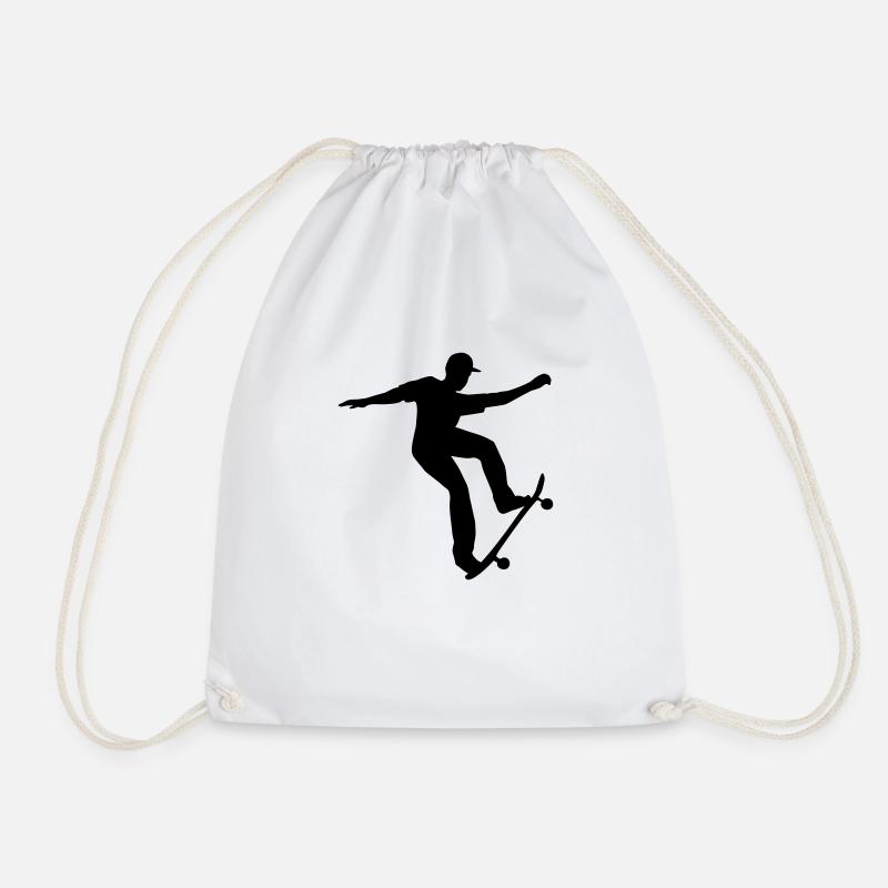 Skateboarding, Skateboarder - Drawstring Bag - white
