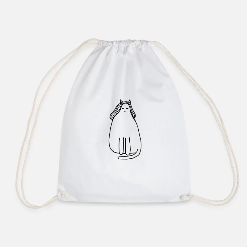 Cat Lady - black - Drawstring Bag - white
