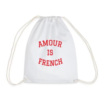 The bestseller ❤️AMOUR IS FRENCH in red - Drawstring Bag - white - Front