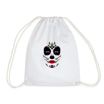 Mexikanische Totenmaske La Catrina, Santa Muerte - Turnbeutel - Weiß - Vorne