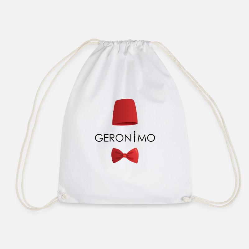 Geronimo Fez & Bowtie - Drawstring Bag - white