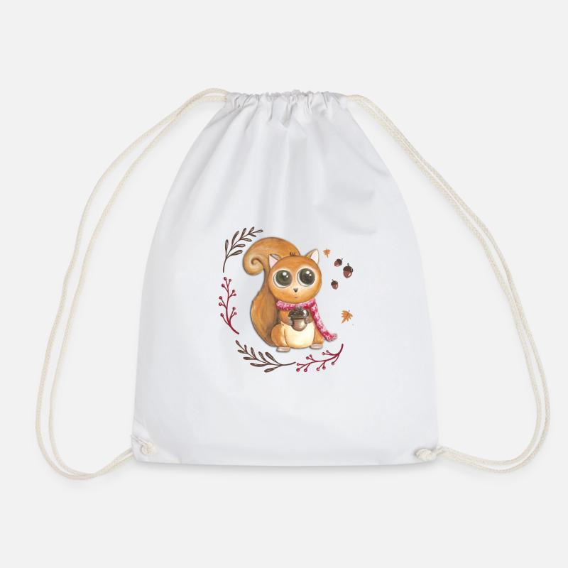 Squirrel - Drawstring Bag - white