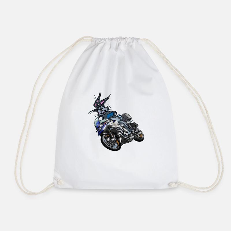 Hase Motorrad - Turnbeutel - Weiß