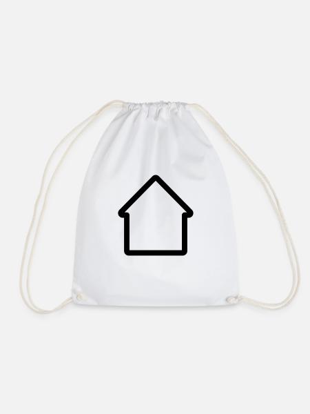 Haus/Home-Symbolsymbol - Turnbeutel - Weiß