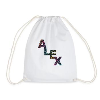 ALEX - Beautiful boy name with cute dinosaurs - Drawstring Bag - white - Front