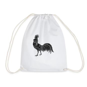 Folk Art Rooster Silhouette - Drawstring Bag - white - Front