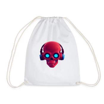 Musikalischer Totenkopf - Turnbeutel - Weiß - Vorne