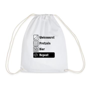 Weisswurst Pretzeln Bier Repeat - Turnbeutel - Weiß - Vorne
