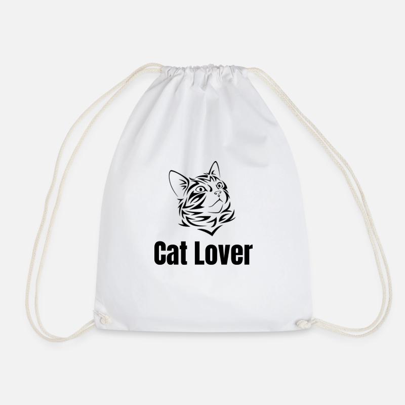 Cat Lover - Drawstring Bag - white