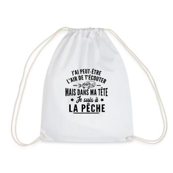 humour pêcheur / dans ma tête je suis à la pêche - Sac de sport léger - blanc - Devant