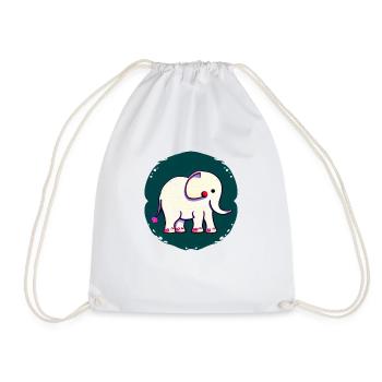 Little Elephant Cartoon Cute Adventure 14 - Drawstring Bag - white - Front