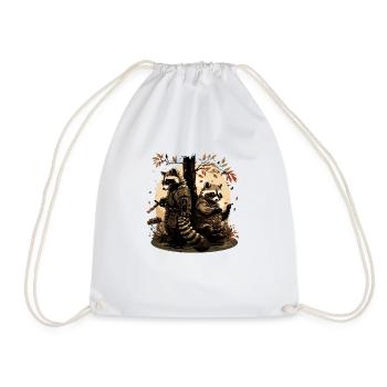 Baka Racoon 10 - Drawstring Bag - white - Front