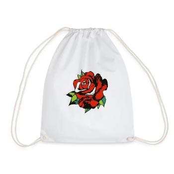 pink flower leaf 2 A - Drawstring Bag - white - Front