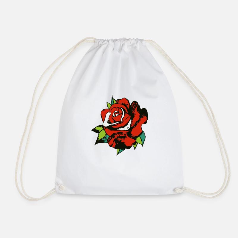 pink flower leaf 2003 A - Drawstring Bag - white