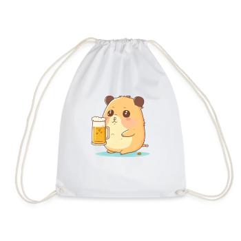 Süßer dicker Biertrinkender Hamster - Turnbeutel - Weiß - Vorne