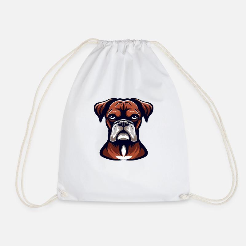 BOXER DOG - Drawstring Bag - white