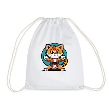 Ninja Cat Karate Kitty - Drawstring Bag - white - Front