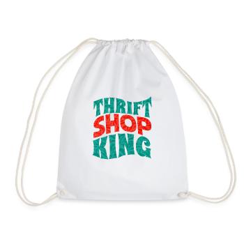 thrift shop king - Drawstring Bag - white - Front