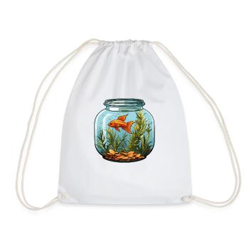 Aquarium avec poissons rouges - Sac de sport léger - blanc - Devant