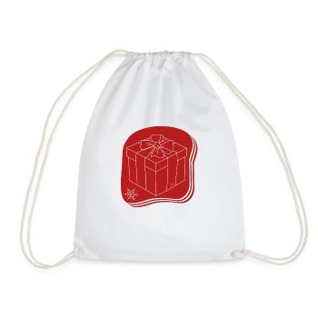 "Gift", Boho Line Art Design, Series "Xmas" - Drawstring Bag - white - Front