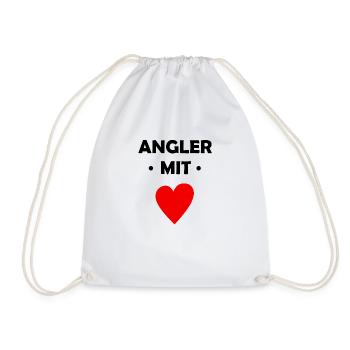 Angler mit Herz - Fischer - Fisch - angeln - Turnbeutel - Weiß - Vorne