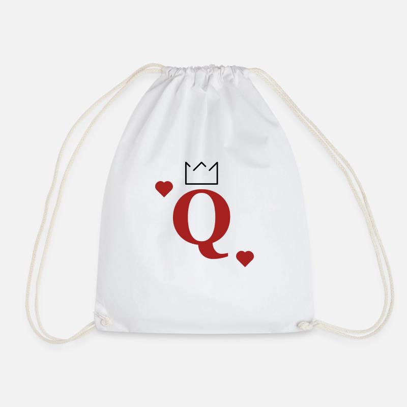 "Queen of Hearts" partner design - Drawstring Bag - white