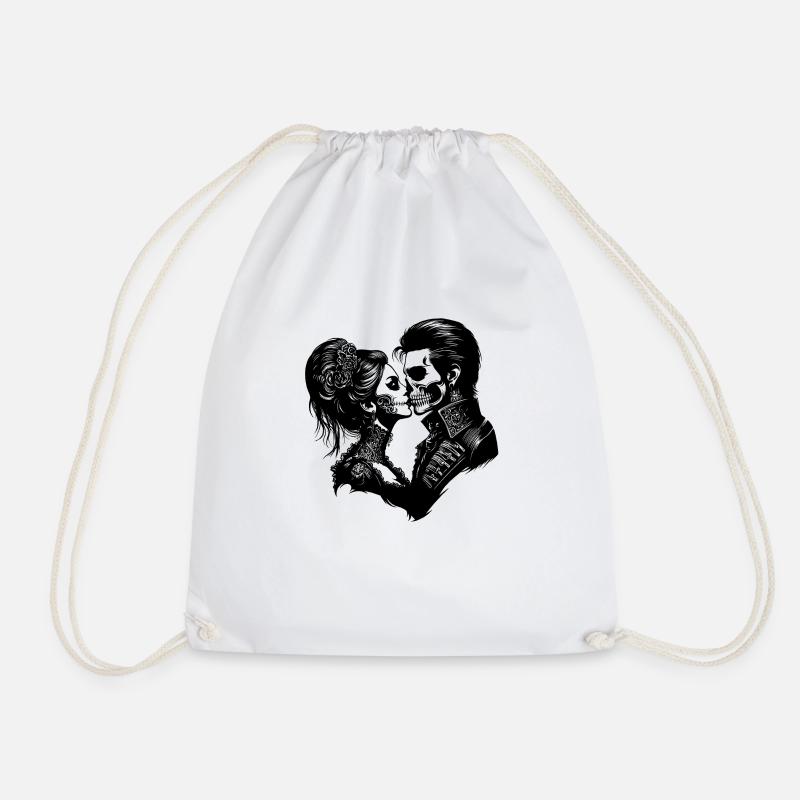 Romantisches Paar Illustration mit Liebe - Turnbeutel - Weiß