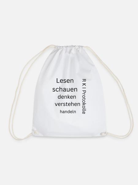 Design mit Spruch vom Lernen von R.St - Turnbeutel - Weiß