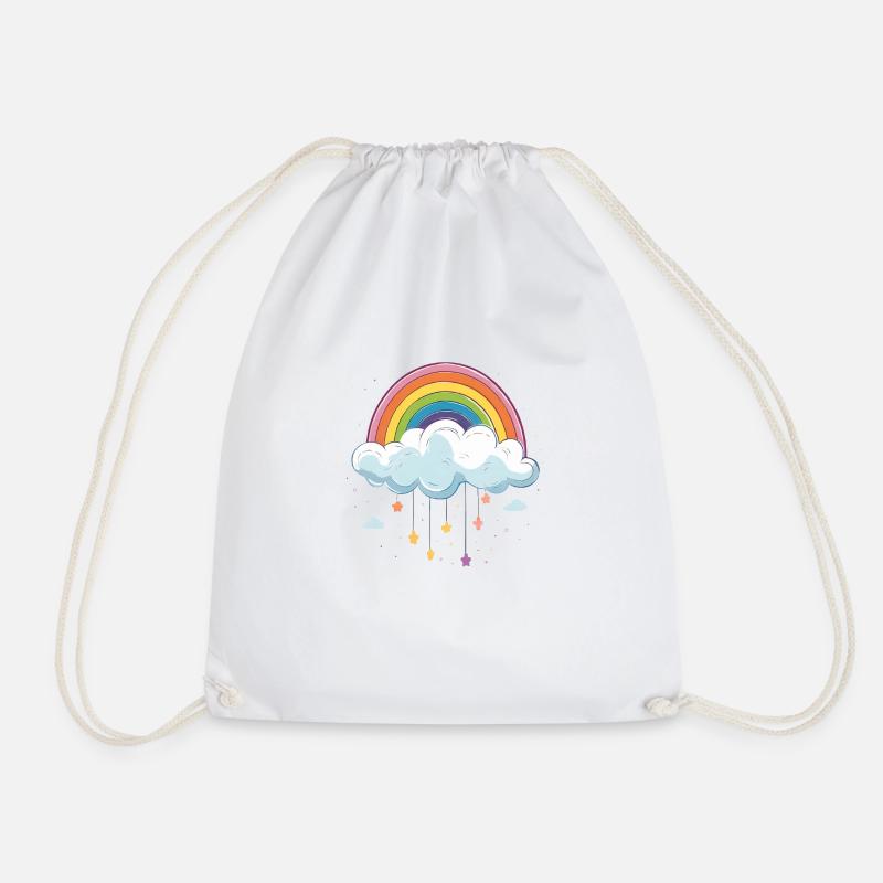 Wolke mit Regenbogen - Turnbeutel - Weiß